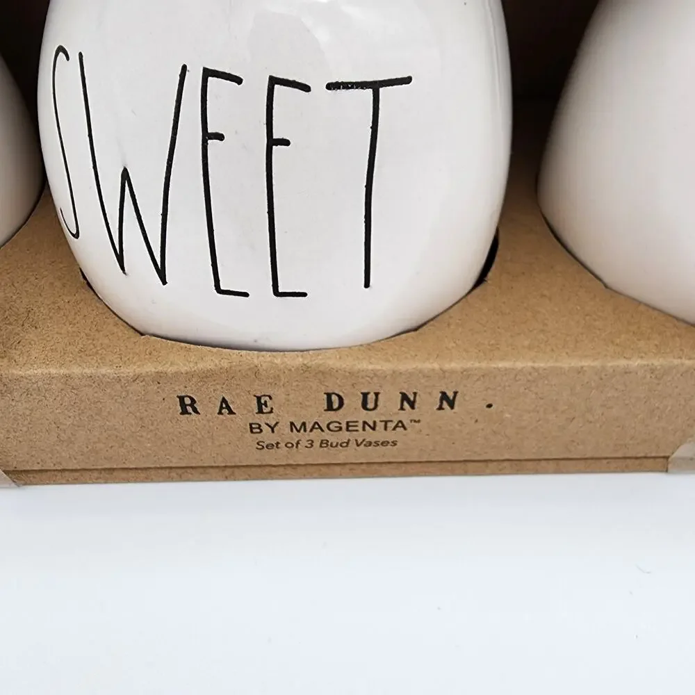 Rae Dunn Halloween Bud Vases 3 Piece Set Tomb Sweet Tomb Ivory Spooky Decor